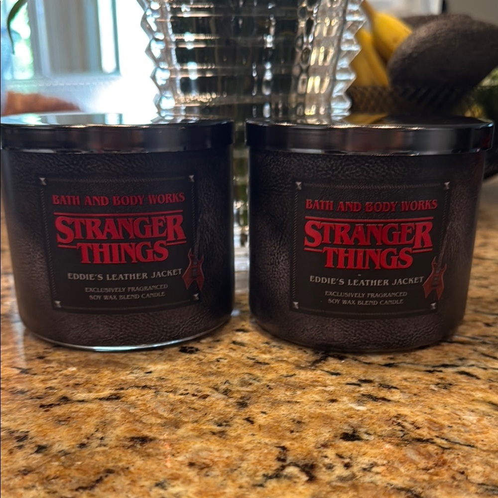 Bath & body Works, Stranger Things, Eddie’s leather jacket three wick candle